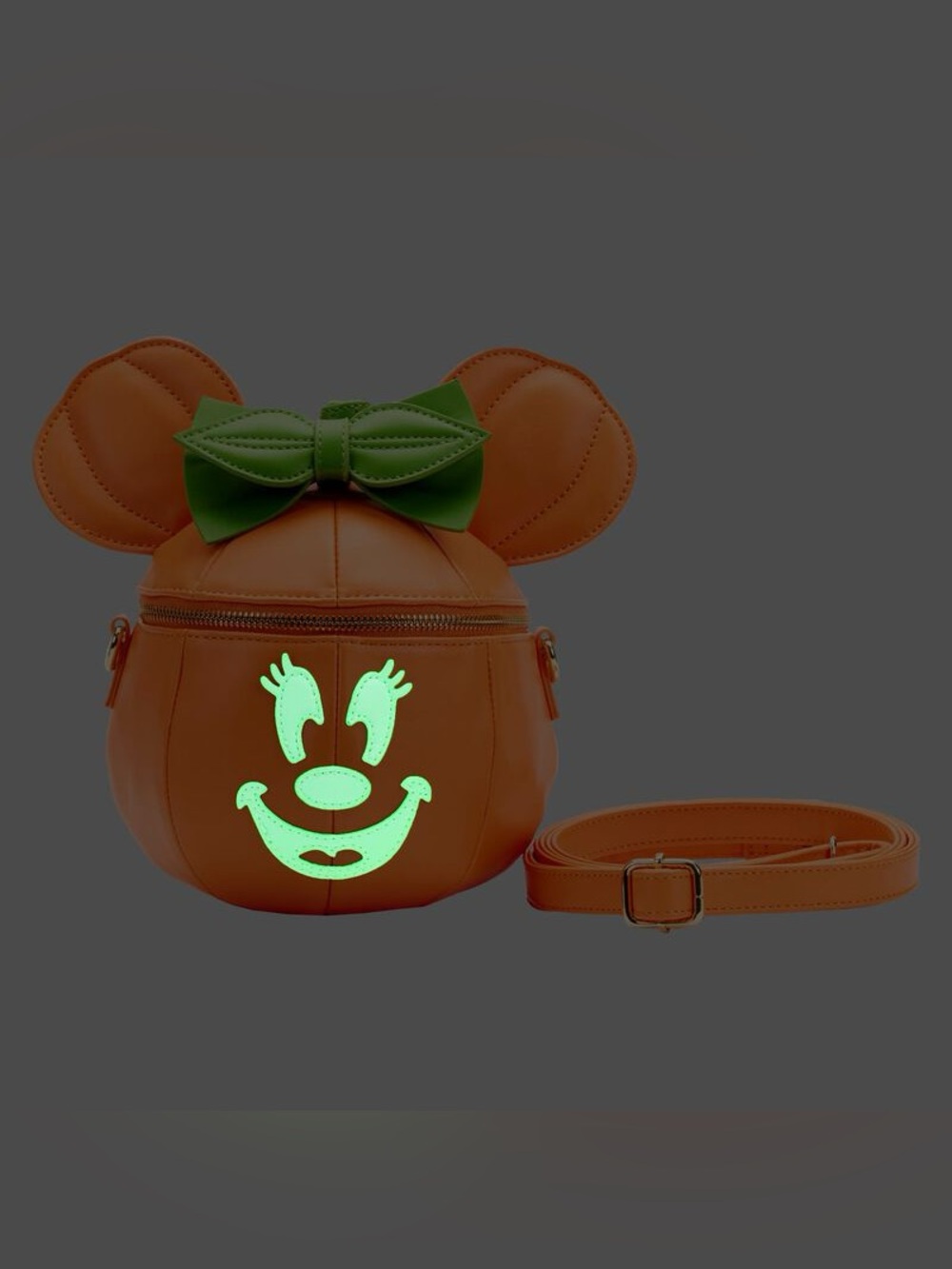 Loungefly Glow in the Dark Minnie Mouse Pumpkin Crossbody Bag - Picture 3 of 9